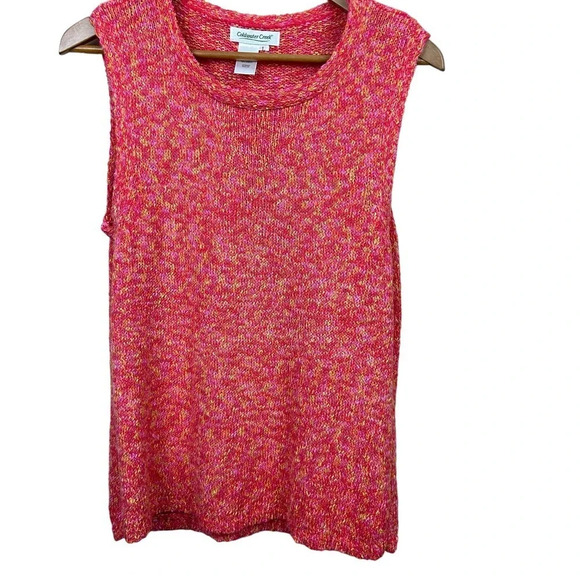 Coldwater Creek Sleeveless Knit Sweater Multicolor Orange Pink Yellow Size L - Picture 1 of 8
